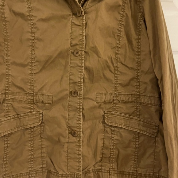 Eileen Fisher Utility Jacket Ruffle Collar Large Tie Cinch Waist Safari - Picture 2 of 9